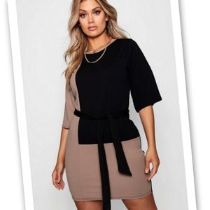 Kate Color Block Belted T Shirt Dress